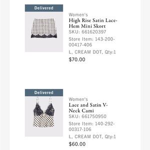 Abercrombie & Fitch Satin Lace Cami and Mini Skort SET